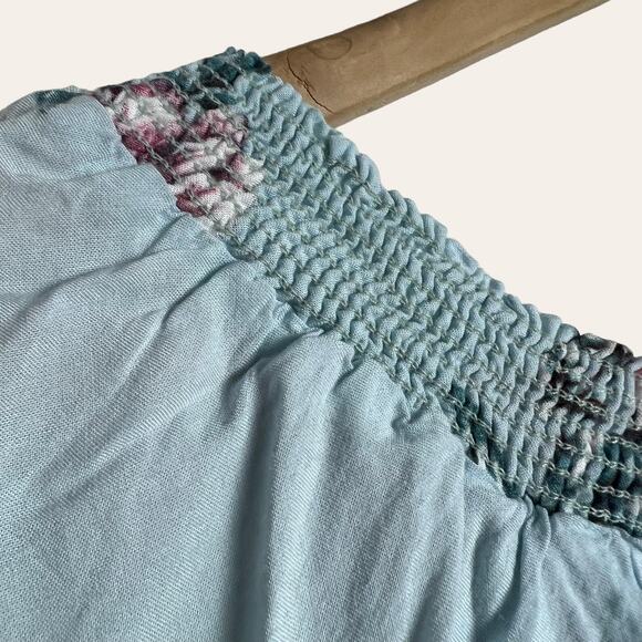 Show Me Your MuMu Casita Blue Wildflower Breeze Floral Off Shoulder Mini Dress M - Picture 6 of 9